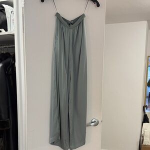 Reiss Soft Green Silky Satin Wide Leg Pants Size 0